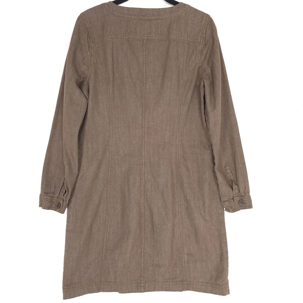 Boden Denim Mini Dress 8R Brown 100% Cotton Button Up Shift Tunic Natural WH443 - Picture 9 of 13